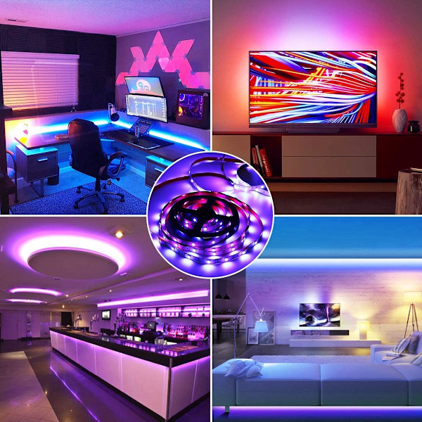 LED-strimmelbelysning synkroniseres til musik RGB-lysbånd 32,8ft IP65 vandtæt LED-lysbåndssæt 300LEDs SMD 5050 tape lys farveskiftende lys