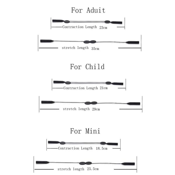 Flexibel och justerbar glasögonrem (Senil Cord) Svart Barn 21-29cm