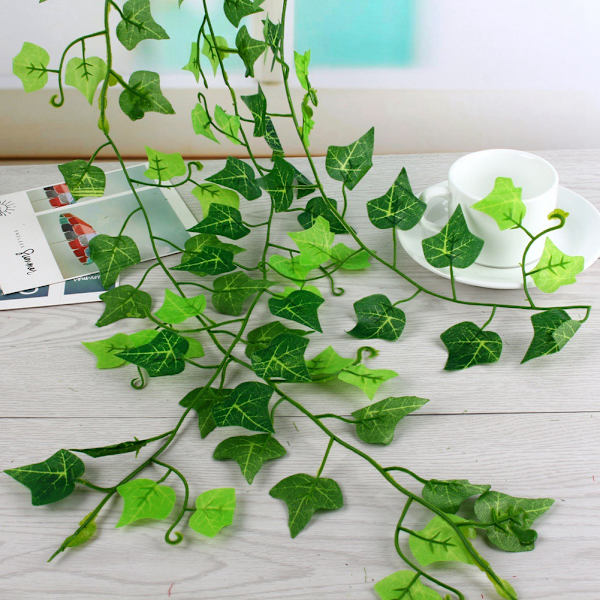 DIY Konstgjorda Falska Växter Grön Murgröna Vinblad Blomsterlöv Girlang Heminredning