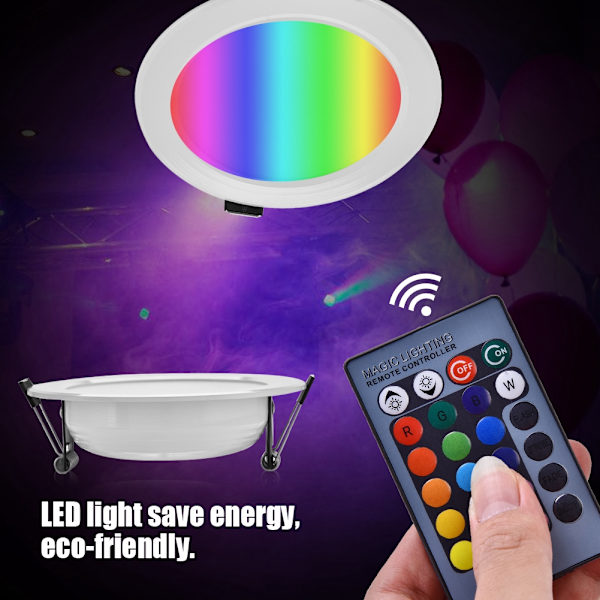 Himmennettävä RGB-LED-paneelilamppu, kattoon upotettava alasvalo, kaukosäätimellä, 5 W