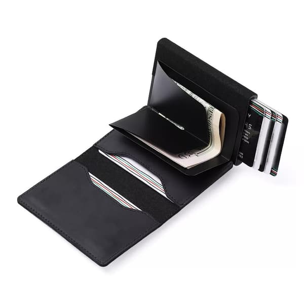 Eksklusiv kortholder C4U Design RFID & NFC Beskyttelsespung pop-up Sort one size