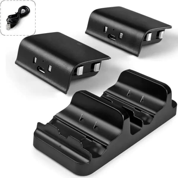 Ladestation til to controllere - med batterier