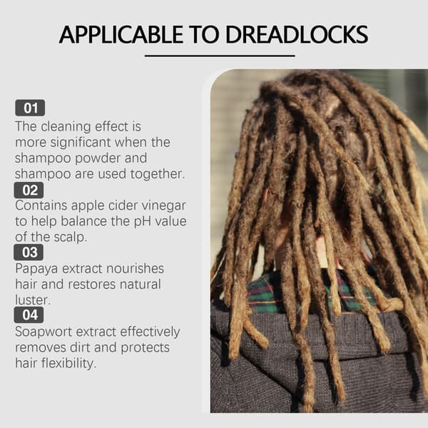 Æblecidereddike hårplejesæt: renser dreadlocks, renser skånsomt og plejer hovedbunden med æblecidereddike.