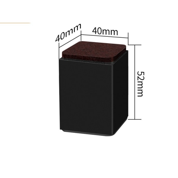Møbelforhøyer 5 cm, firkantede møbelforhøyer i karbonstål, selvklebende sengeforhøyer elefantføtter, svarte elefantføtter 2 tommer for seng, sofa,