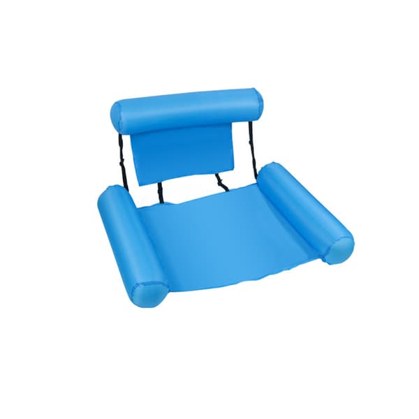 Oppustelig poolflyder 2-delt sæt - Kraftig PVC voksen poolstol med net hængekøje, tre-rørs stribet foldbart design,
