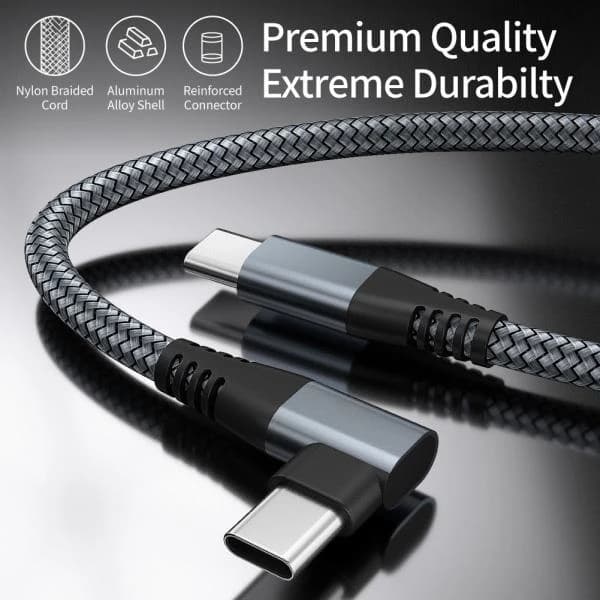 USB-C oplader med vinklet stik 60 W hurtigopladning Grå 3 m