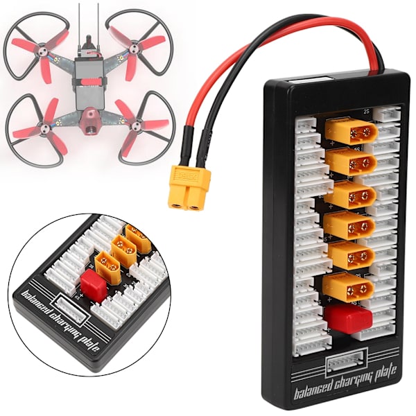 2S-6S XT60-liitin rinnakkaislaturilevy RC-akkulaturilevy Para-levyMusta