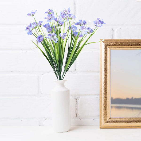 Kunstige blomsterbuket falske simulerede plastik orkideer blomster til udendørs haveindretning blå