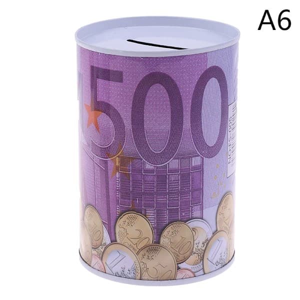 Euro Dollar Pengar Säker Cylinder Spargrisar För Mynt A6