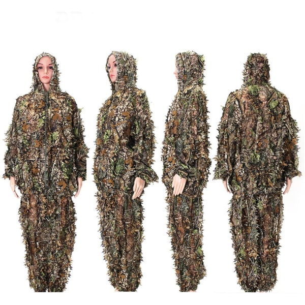 Jakt Ghillie Suit 3D Bionic Leafy Camouflage Kläder för Jakt