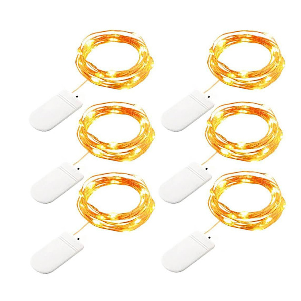 LED-slingor batteridriven koppartrådslingor 1,2M 24LED slingor jul batteridrivna vattentäta lampor flaska dekoration,