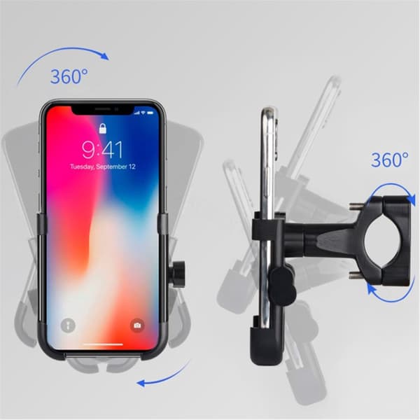SKALO C1 Roterbar Telefonholder i Aluminium til Cykelstyr - Sort Sort