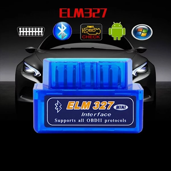 Kompakt Mini ELM327 OBDII Automatisk Diagnostisk Skanner, Bluetooth Skanningsverktyg för Felsökning av Motor, Rensa Felkoder, Visa Sensordata, för OBD2