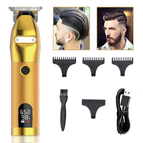 Koristeelliset hiustenleikkurit miehille T Liners Clippers Zero Gapped Trimmers Cordless Trimmer miehille Parturikoneet Kulta USB Ladattava T Outliner