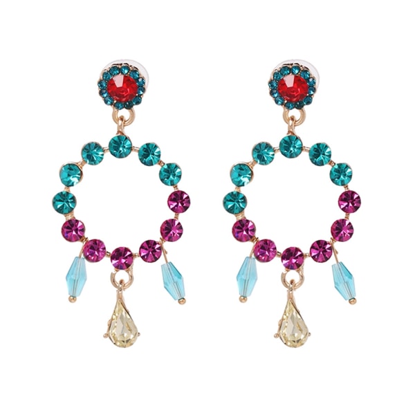 1 par kvinnor flicka delikat örhängen runda hänge med strass dekoration smycken färgglada