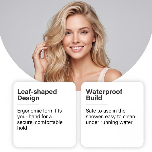 Bladformet hovedbundsrensende shampoo-kam, lysegrå
