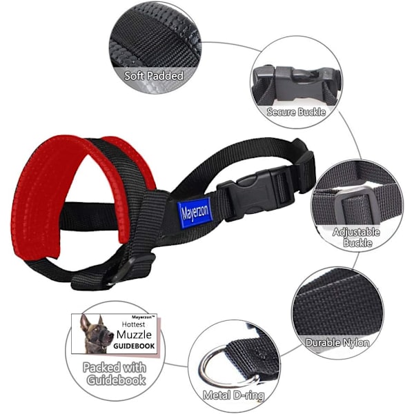 Hunde snude nylon blød polstring, justerbar løkke, sort