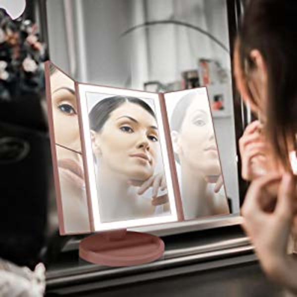 Bakgrundsbelyst sminkspegel, LED-spegel med smart touch-kontroll trådlös uppladdningsbar, för högupplöst kosmetisk användning (Arctic White)