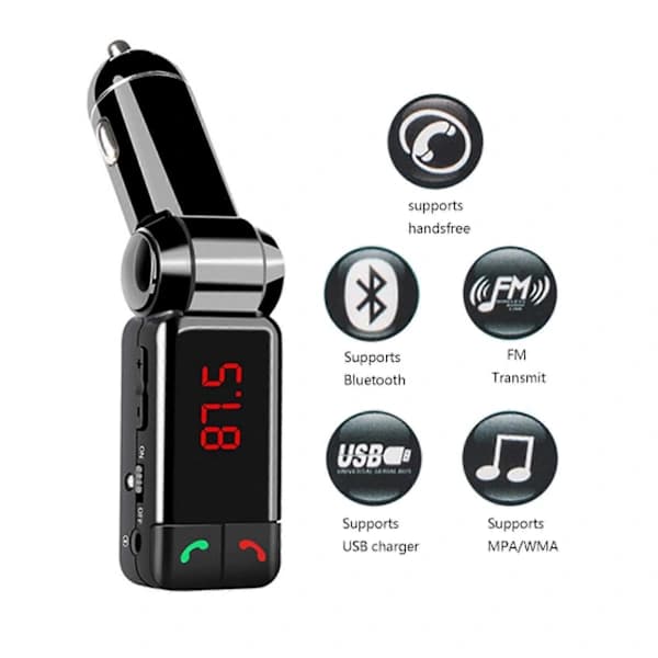 Trådløst Bluetooth bilsæt håndfri biloplader MP3-afspiller USB