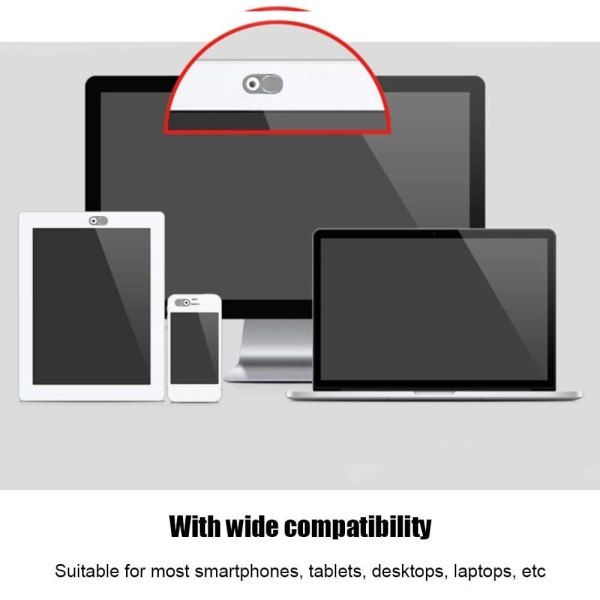 Webkamera-skydd kompatibel med dator, laptop, smartphone, sekretesskydd glidande lock, metall, oval (6 stycken)