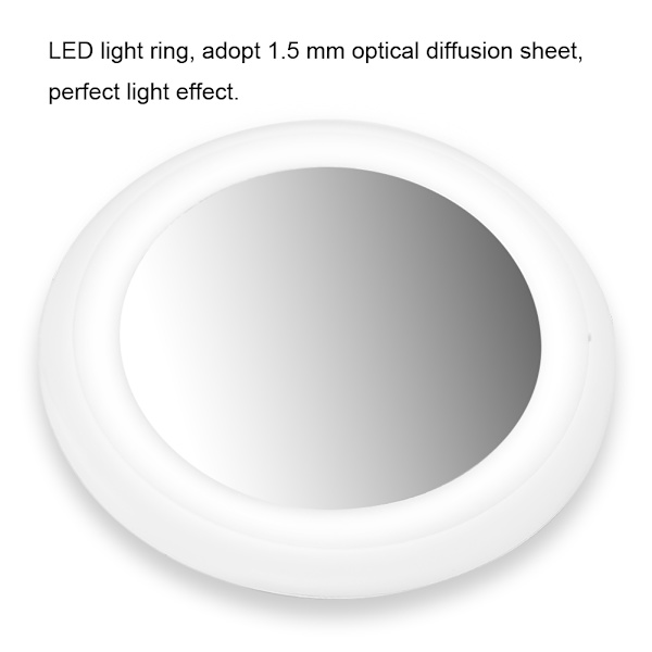 Mini Bärbar USB Laddningsbar Rund Form LED Ljus Makeup Spegel Kosmetisk Verktyg (Vit)