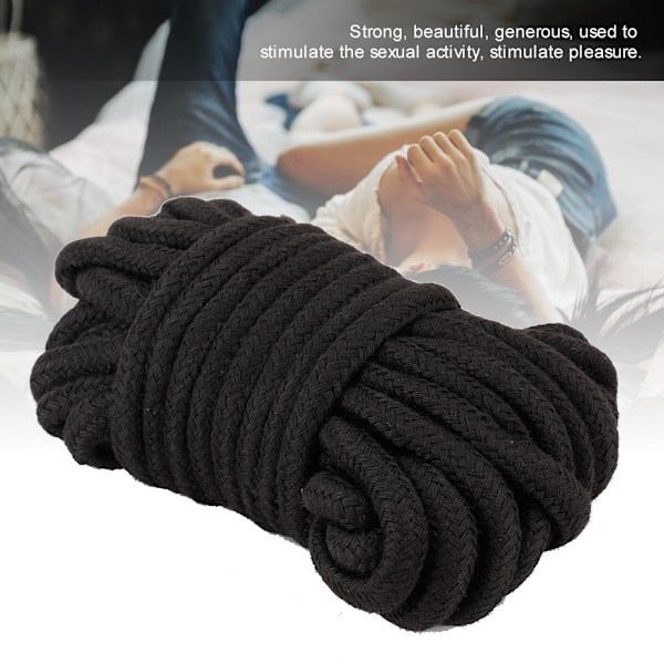 3 stk. 5M Personligheds-Bondage Blødt Bomuldstov Restraint Rolleleg Tune Voksenprodukter (Sort)