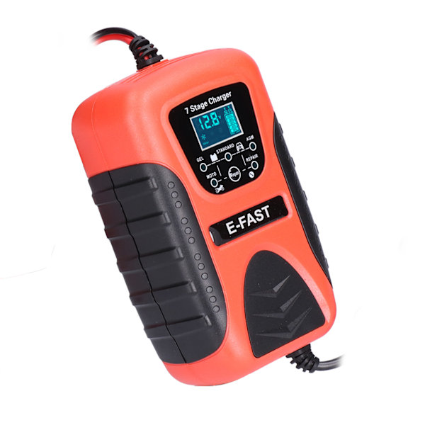 12V 7A Automatisk Bilbatterioplader 7‑Trin til Plæneklipper Motorcykel SUV Båd EU Stik 100‑240V
