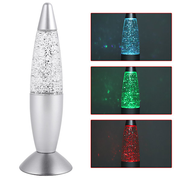3-färgad LED-glitterljusraket USB RGB-lampa nattljusdekor