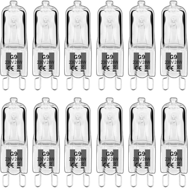 G9 Halogenpære 28W 230V, 350LM 2700K Varmhvit Dimbar, G9 Kapselpærer, for Lysekroner, Landskapslamper, Vegglamper, Skap