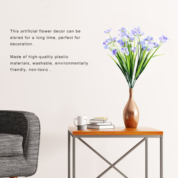 Kunstige blomsterbuket falske simulerede plastik orkideer blomster til udendørs haveindretning blå