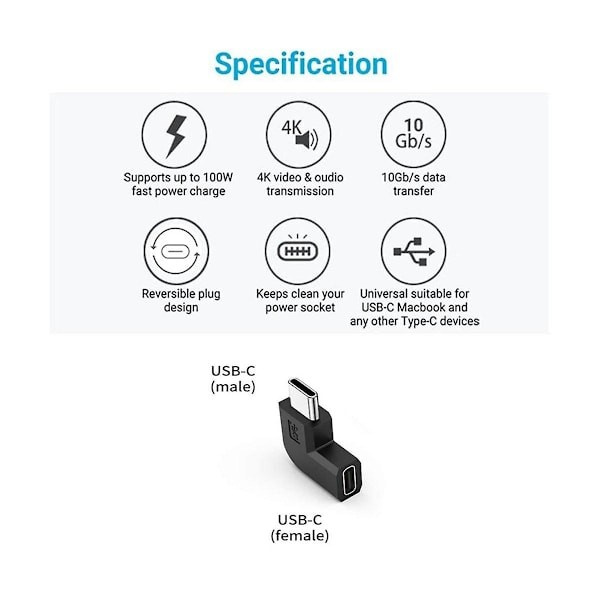 2-pak USB 3.1 Type C han til hun stik, USB-C adapter til smartphone, bærbar computer