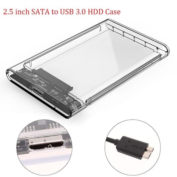 2,5'' USB 3.0 til SATA SSD HDD Harddisk Eksternt Kabinett En størrelse