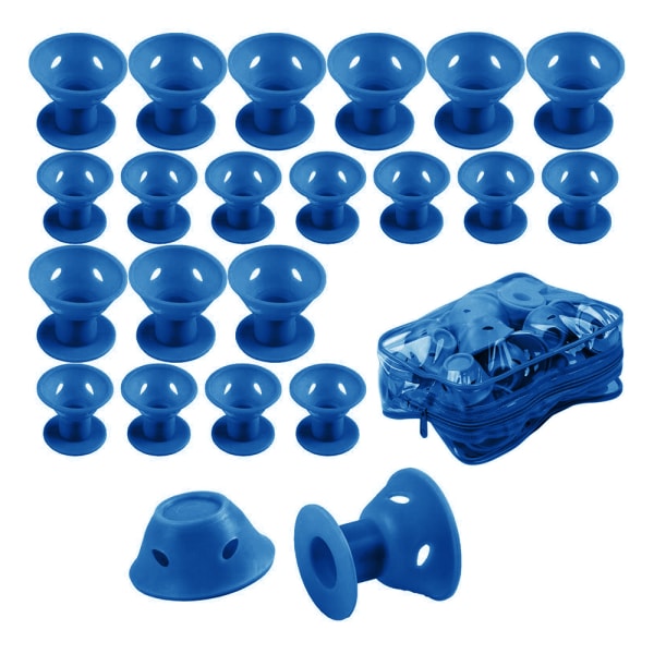 40 st Mjukt gummi Magic Hårvårdsrullar, Silikon Hårrullare Hårcurling Styling DIY Tool, Rosa (20 stora och 20 små) Navy blue
