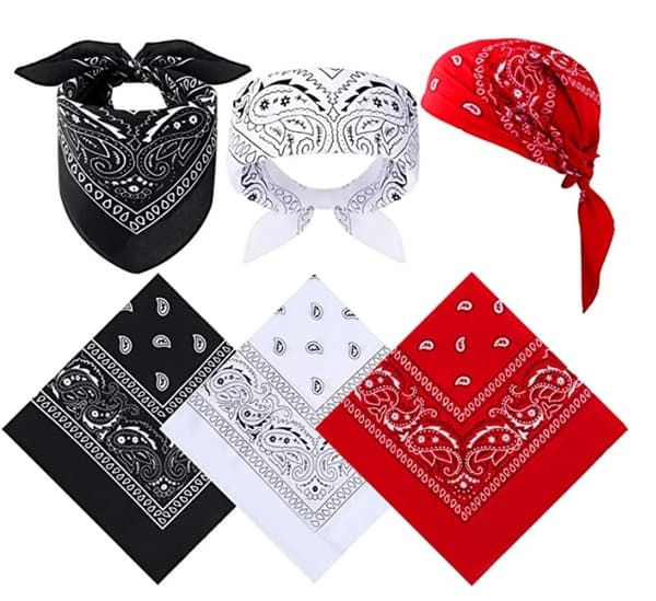 3-pak Bandana Paisley Rød, sort og hvid 53x53 cm