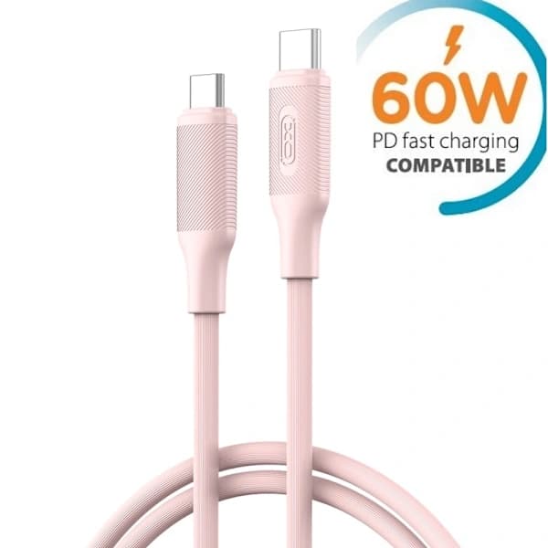 Rask lading 60W USB-C til USB-C PD-kabel Samsung, iPhone 15/16/17 Rosa