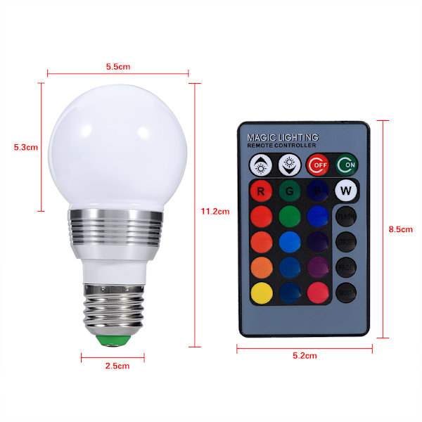 3W 16 Färg RGB LED Ljus Färgförändrande Lampa Glödlampa 85-265V Med Fjärrkontroll för Hem Bar E27