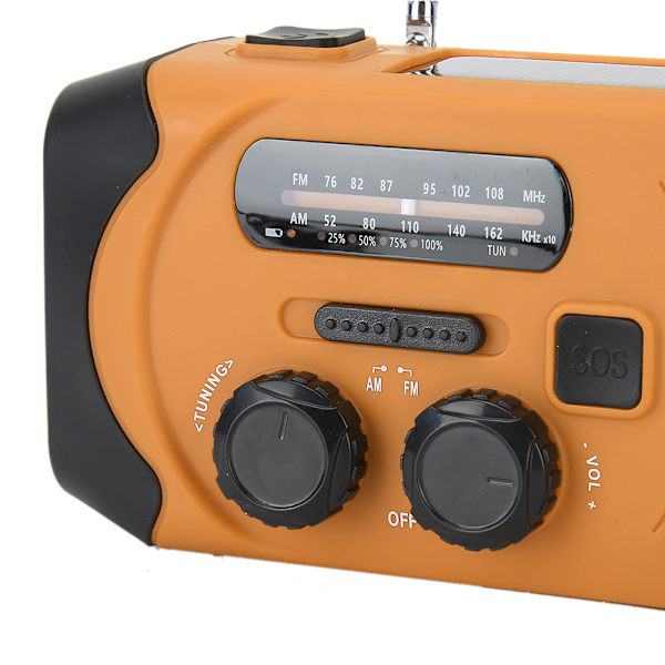 Handvev FM-radio Solenergi Nödtelefoner Laddare LED-ficklampa SOS Multifunktionell US-frekvens