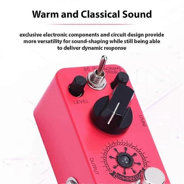 Minikompressor effektpedal for elektrisk gitar - 2 moduser, ren analog, True Bypass