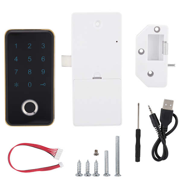Digitalt Fingeravtryckslås med Lösenordskombination Elektroniskt Smart Lås Skåp Låda Lås (Svart+Guld)