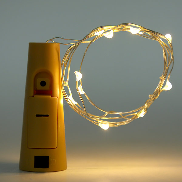 2 st korkformade ljusslingor, LED-lampa för vinflaska, batteridriven, DIY-del (vit)