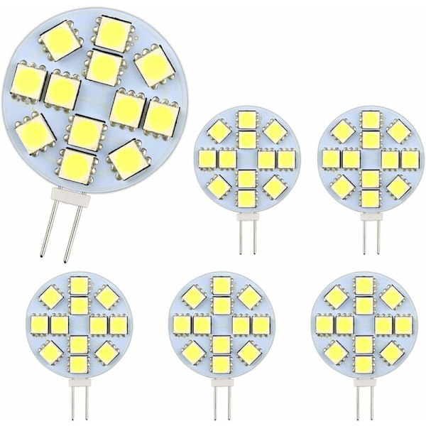 G4 LED-pære 2W, AC/DC12-24V, 200LM varm hvid 3000K, 12x 5050SMD, 20w halogenpæreækvivalent, ikke-dæmpbar, rund G4 LED-pære til skab