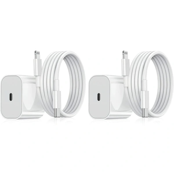 2-pack - iPhone-laddare - Snabbladdare - Adapter + 2 m kabel 20 W Lightning Vit 2-pack iPhone (NT) 2-pack Lightning 2-pack Lightning 2-pack Lightni
