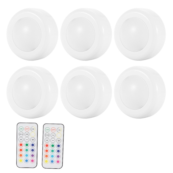 6 st LED-skåpsbelysning med rörelsesensor och fjärrkontroll för hem, korridor, inomhus
