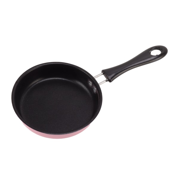 Mini stekepanne i rustfritt stål forhindrer klebeinduksjonspanne Rund frokost liten stekepanne med langt håndtak 12 cm (rosa)