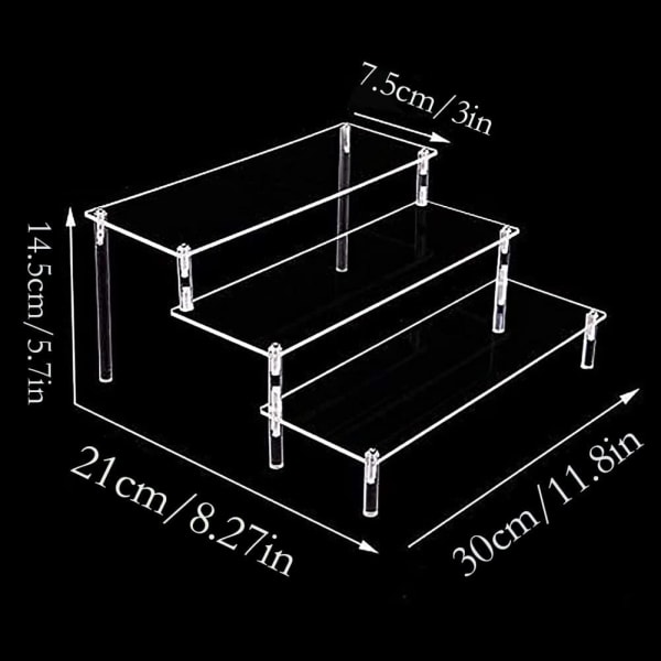 Akryl Riser Clear Display Stand Cologne Organizer 3 Tier För Leksaker