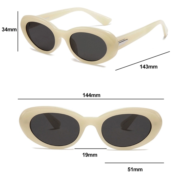 Retro ovala bågar cat eye solglasögon, high-end fashion solglasögon, tillverkade av PC