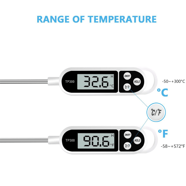 Digital kökstermometer Hushållstermometer Ugns termometer Matlagningstermometer, lång sond, korrosionsskydd, ° C / ° F