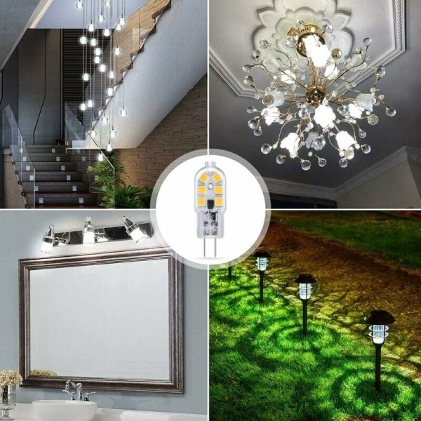 G4 LED-lamppu 12V 2W viileä valkoinen 6000K, 200LM, G4 Bi-pin halogeenivastaava 10W 20W, LED G4-lamppu 12V AC/DC matkailuautoon/keittiöliesituuletin,