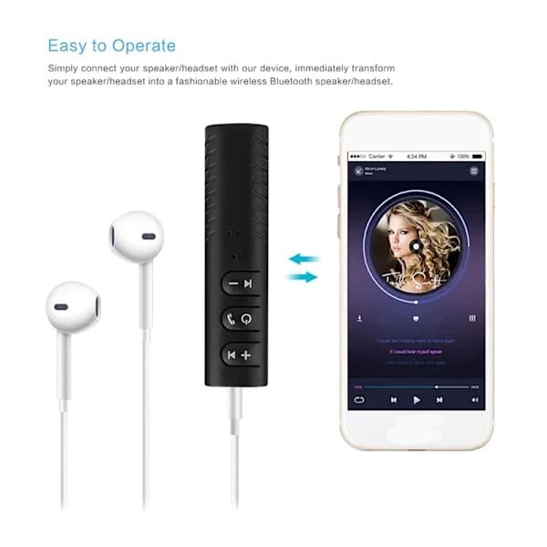 Trådløs Bluetooth 5.0 mottakeradapter 3,5 mm jack for bilmusikk