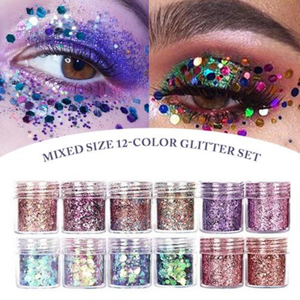 Ansiktsglitter Festival Glitter Kropps Glitter Hår Sekvens Kunst Halloween Glitter Øye Kosmetikk Chunky Glitter Neglekunst For Jenter Barn